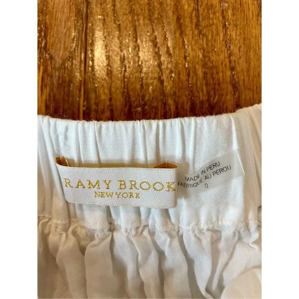 Ramy brook Mickey white mini skirt with blue embroidered waist size 0